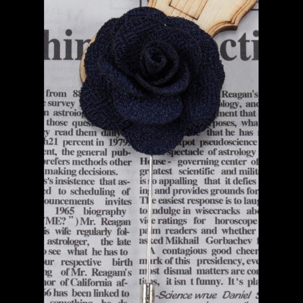 Fabric Flower Brooches Men/Women Brooch Pin Navy
